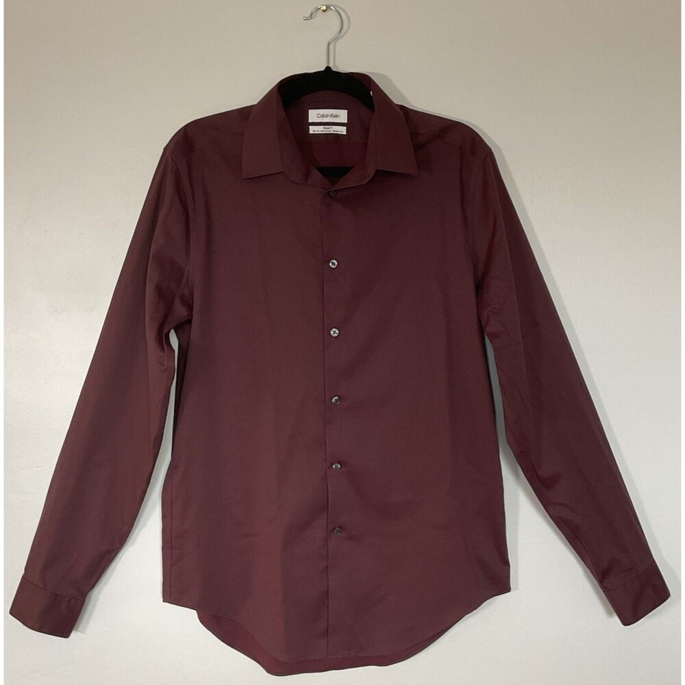 Calvin Klein Steel + Slim Fit | Stain Shield | Wrinkle Free Size M 15 1/2 34/35